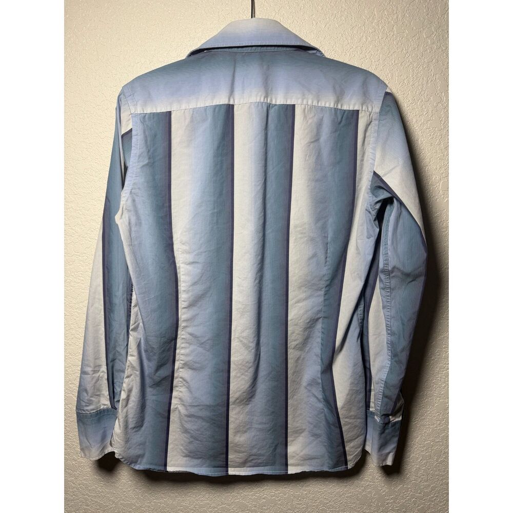Ted Baker Long Sleeve Button Up Shirt Mens Size 3 Medium Blue Striped Cotton Top - Picture 3 of 10